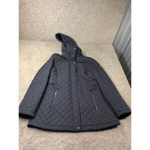 Calvin Klein Womens Navy Blue Quilted Hooded Jacket Coat Size M